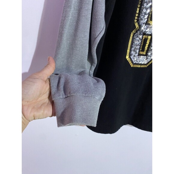 Rare Victoria Secret Pink Hoodie Joggers XS SET Campus 86 Sequin Bling 1/4 Zip - Picture 9 of 16